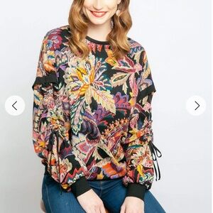 Eve Franco Clyde pullover in Printed Paisley Damascus Ponte